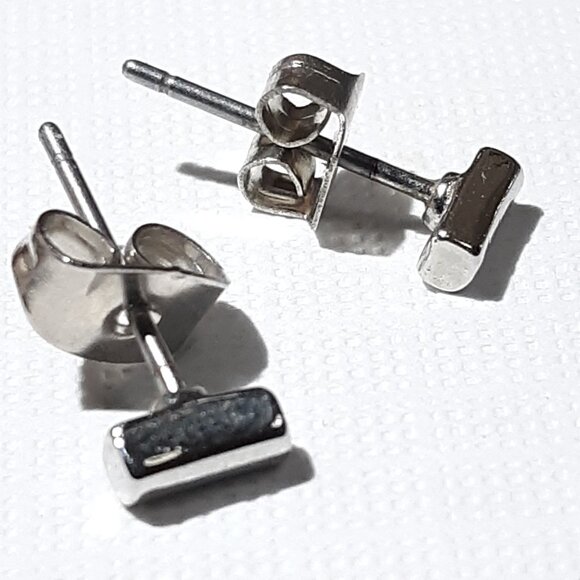 Cross Bones & Bar Stainless Steel Stud Pierced Earrings 2 Pairs - Picture 4 of 7